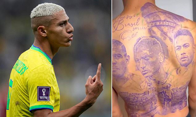 Richarlison gets HIMSELF on back tattoo, alongside Neymar and Ronaldo after Brazil’s World Cup exit | Daily Mail Online
