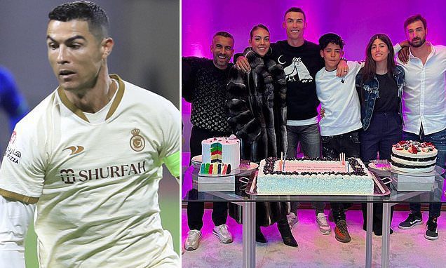 Cristiano Ronaldo celebrates turning 38 with three birthday cakes | Daily Mail Online